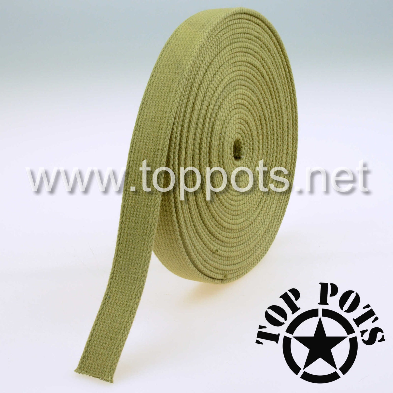 WWII US Army M1 Helmet Cotton Olive Drab 3 Chin Strap Webbing - Shuttle Loom