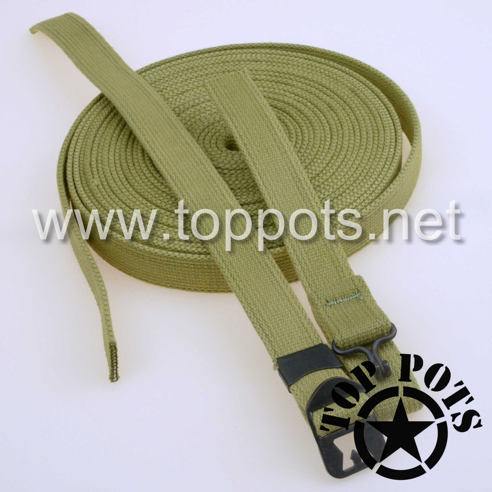 WWII US Army Reproduction M1 Infantry Helmet Shell Chin Straps - OD 3 Khaki Tan (Shuttle Loom Webbing)