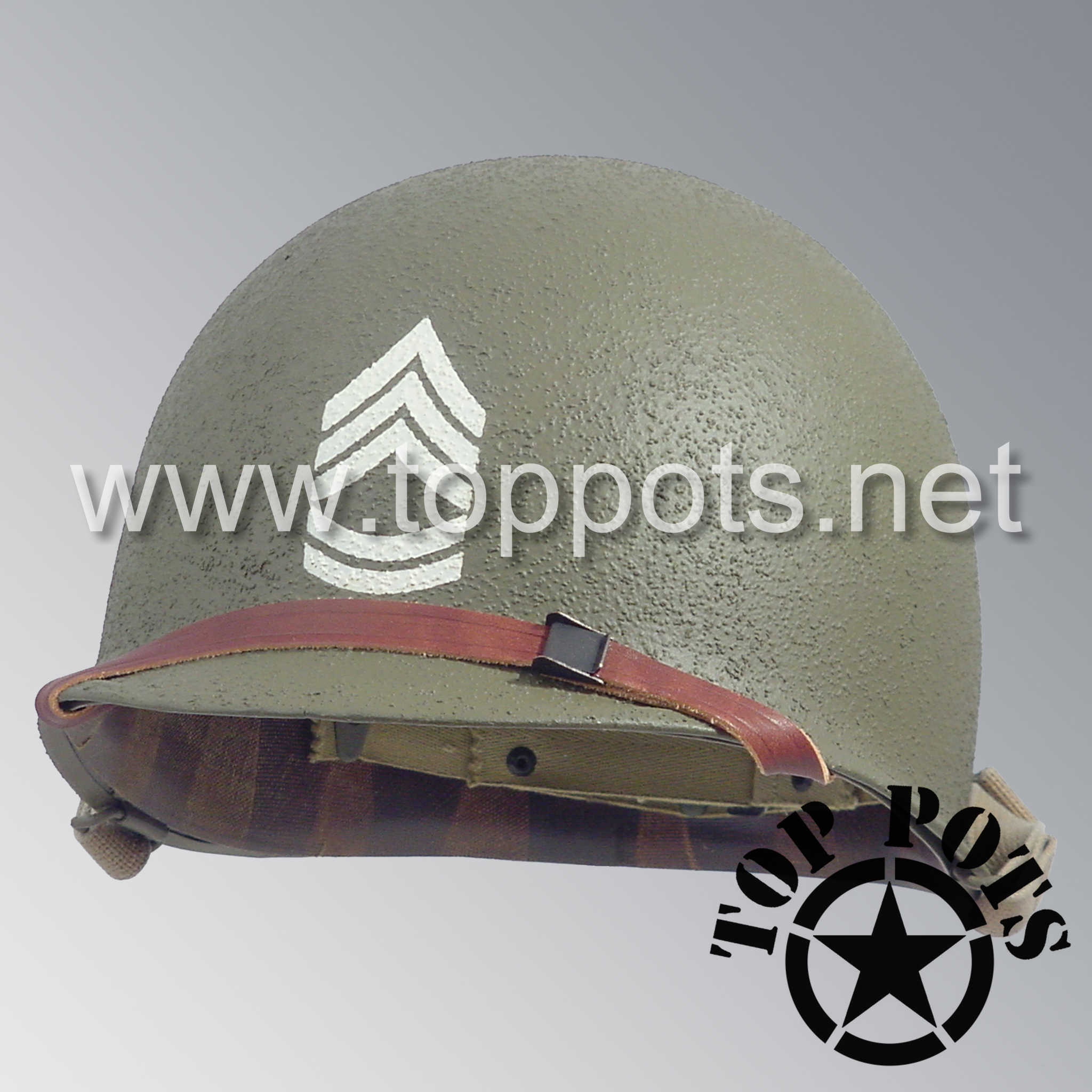 WWII US Army Restored Original M1 Infantry Helmet Swivel Bale Shell an - Top Pots