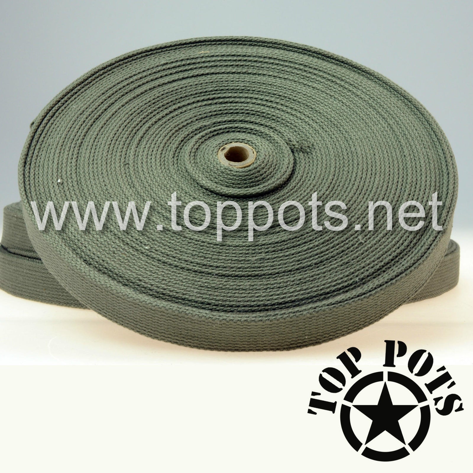 WWII US Army M1 Helmet Cotton Olive Drab 7 Chin Strap Webbing - Shuttle Loom