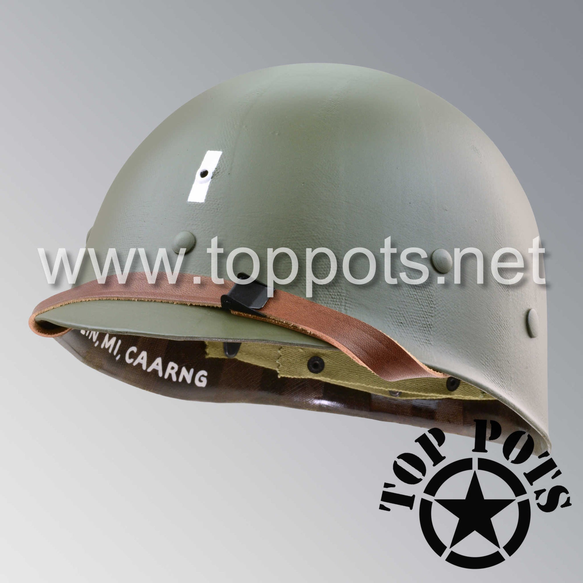 WWII US Army Restored Original M1 Infantry Helmet Liner with Officer Rank Emblem