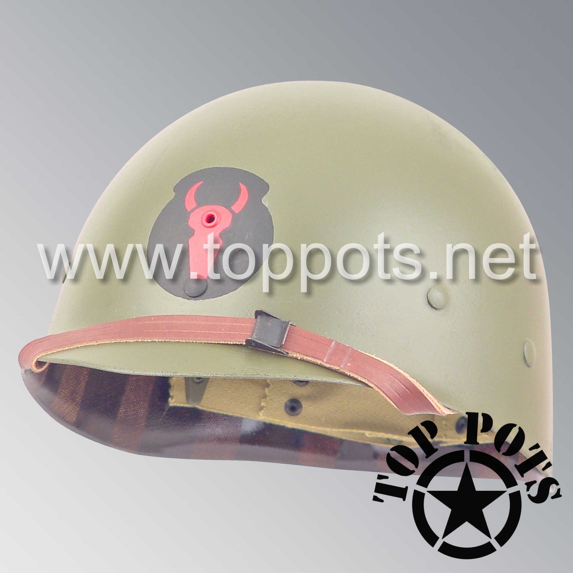 WWII US Army Restored Original M1 Infantry Helmet Liner with 34th Infantry Division Emblem