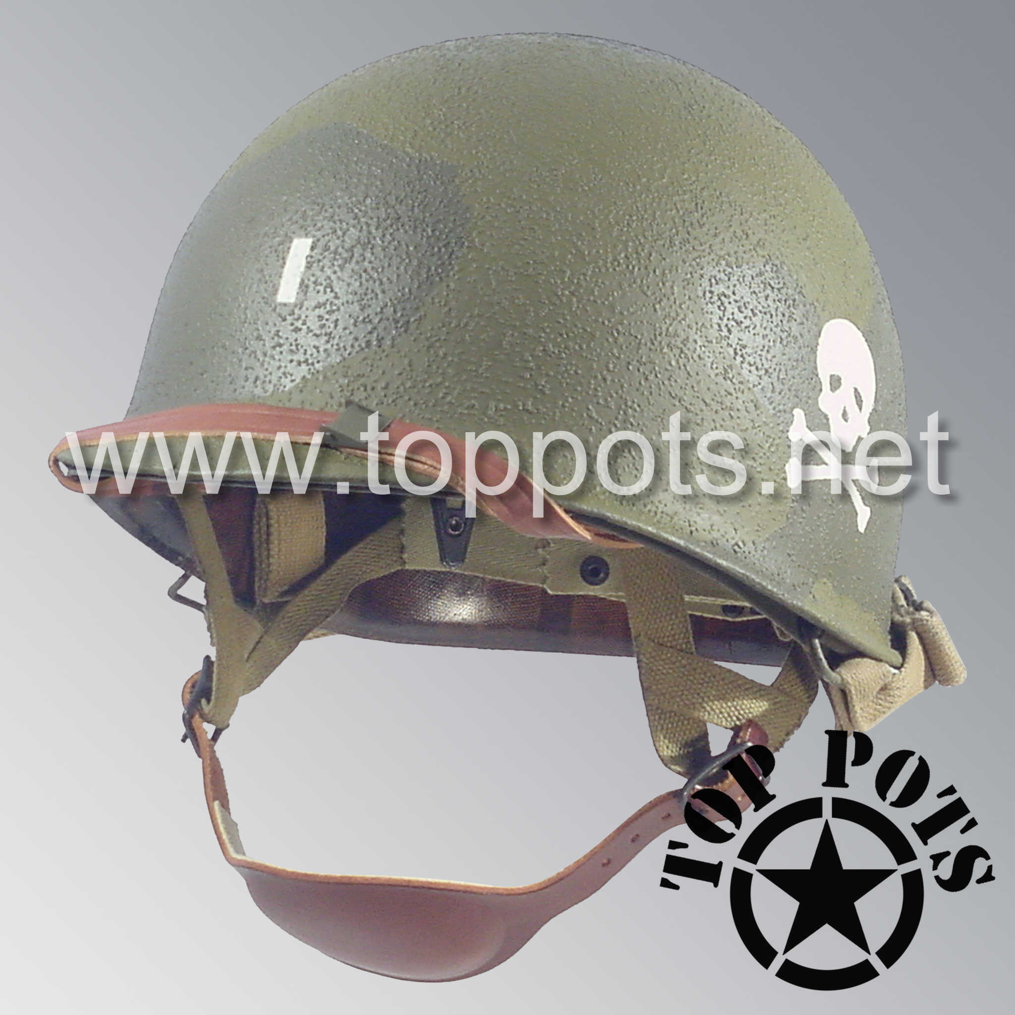 WWII US Army Restored Original M1C Paratrooper Airborne Helmet Swivel - Top  Pots