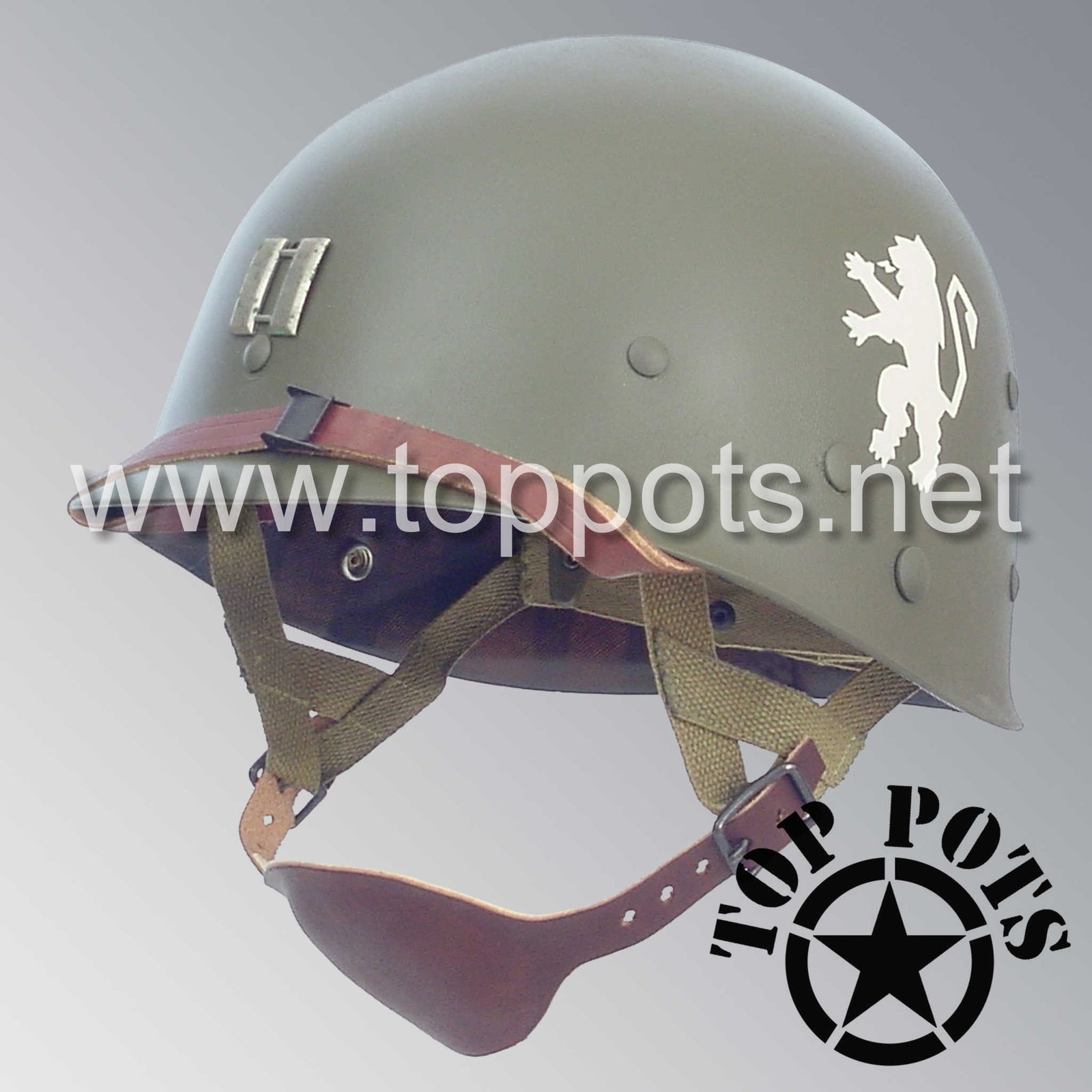 WWII US Army Restored Original M1C Paratrooper Airborne Helmet Liner with 505th PIR Officer Emblem