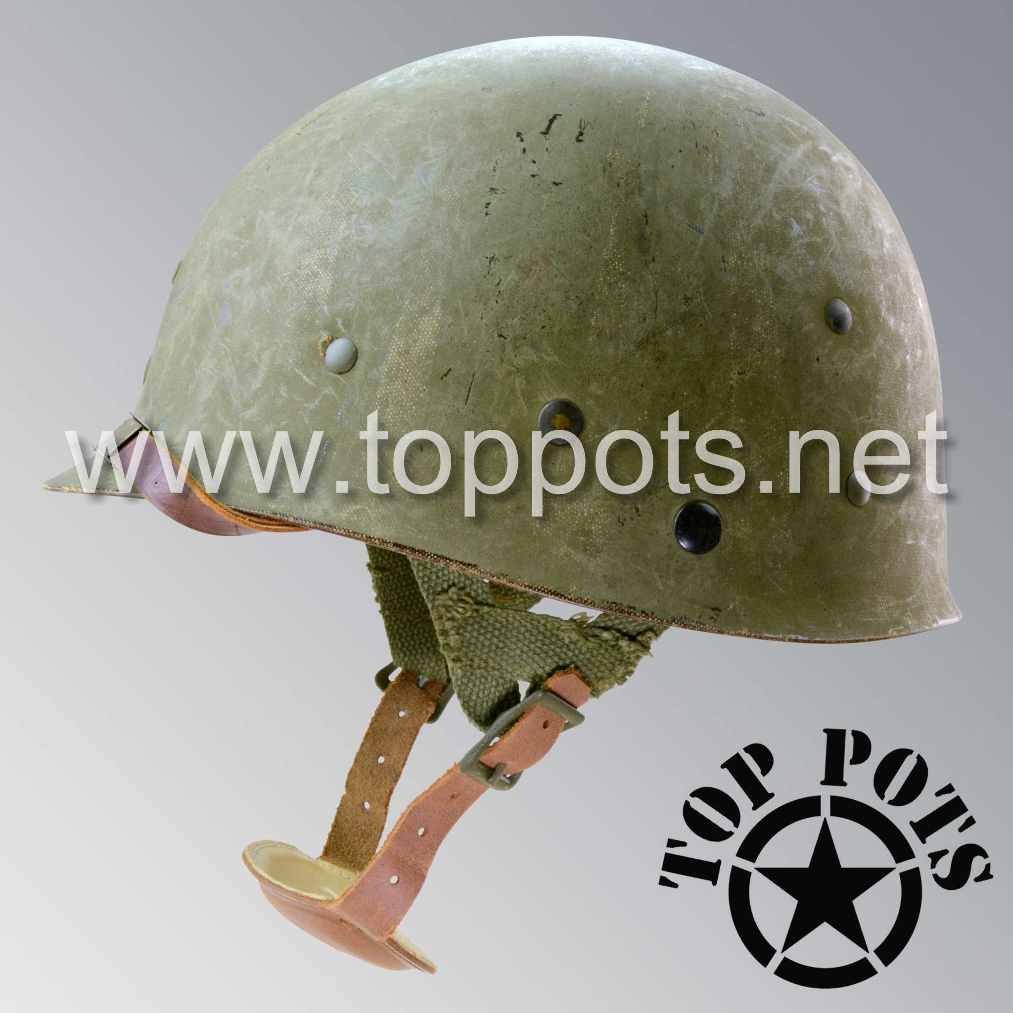 WWII US Army Aged Original M1C Paratrooper Airborne Helmet Swivel Bale - Top Pots