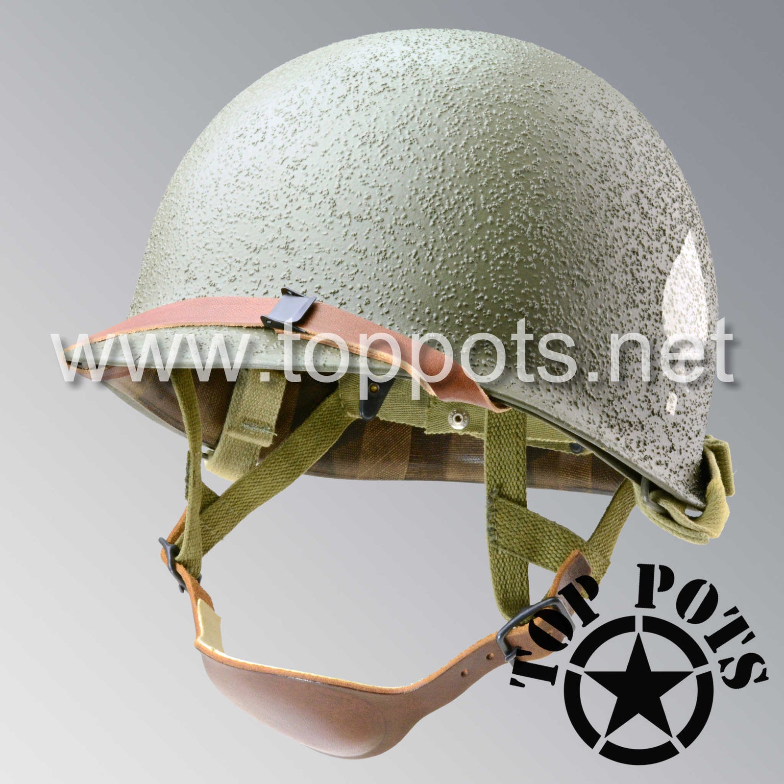WWII US Army Restored Original M1C Paratrooper Airborne Helmet Fix Bale Shell and Liner with 506th 2nd Battalion PIR Emblem