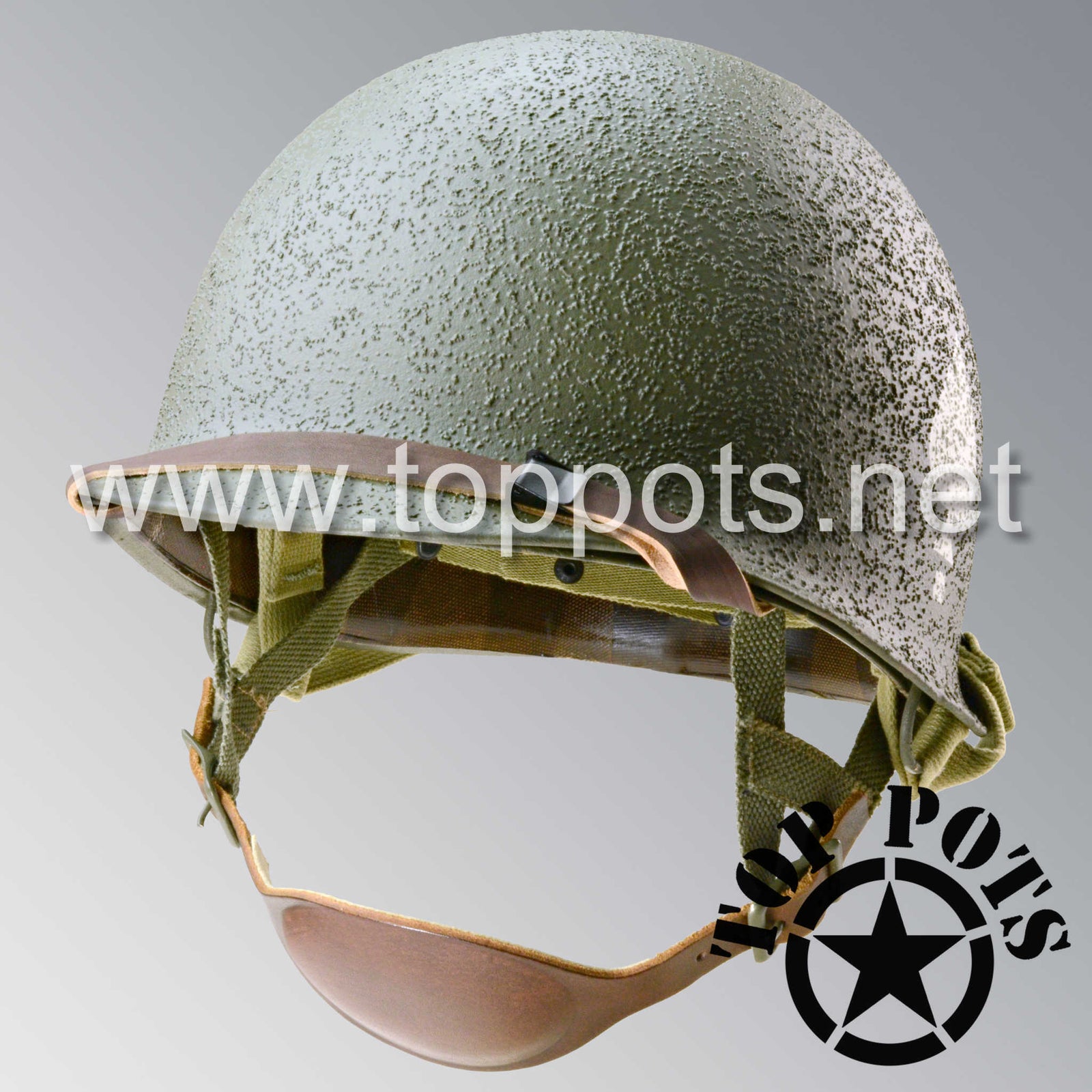 WWII US Army Restored Original M1C Paratrooper Airborne Helmet Swivel Bale Shell and Liner with 506th 2nd Battalion PIR NCO Emblem