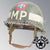 WWII US Army Aged Original M1C Paratrooper Airborne Helmet Swivel Bale Shell and Liner with 82nd Airborne Military Police Batallion MP Emblem