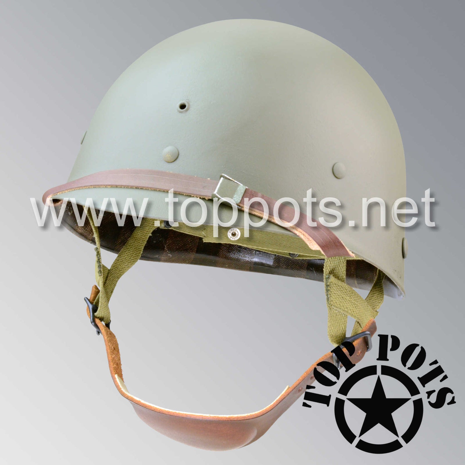 WWII US Army Restored Original M1C Paratrooper Airborne Helmet Liner with Inland A Straps