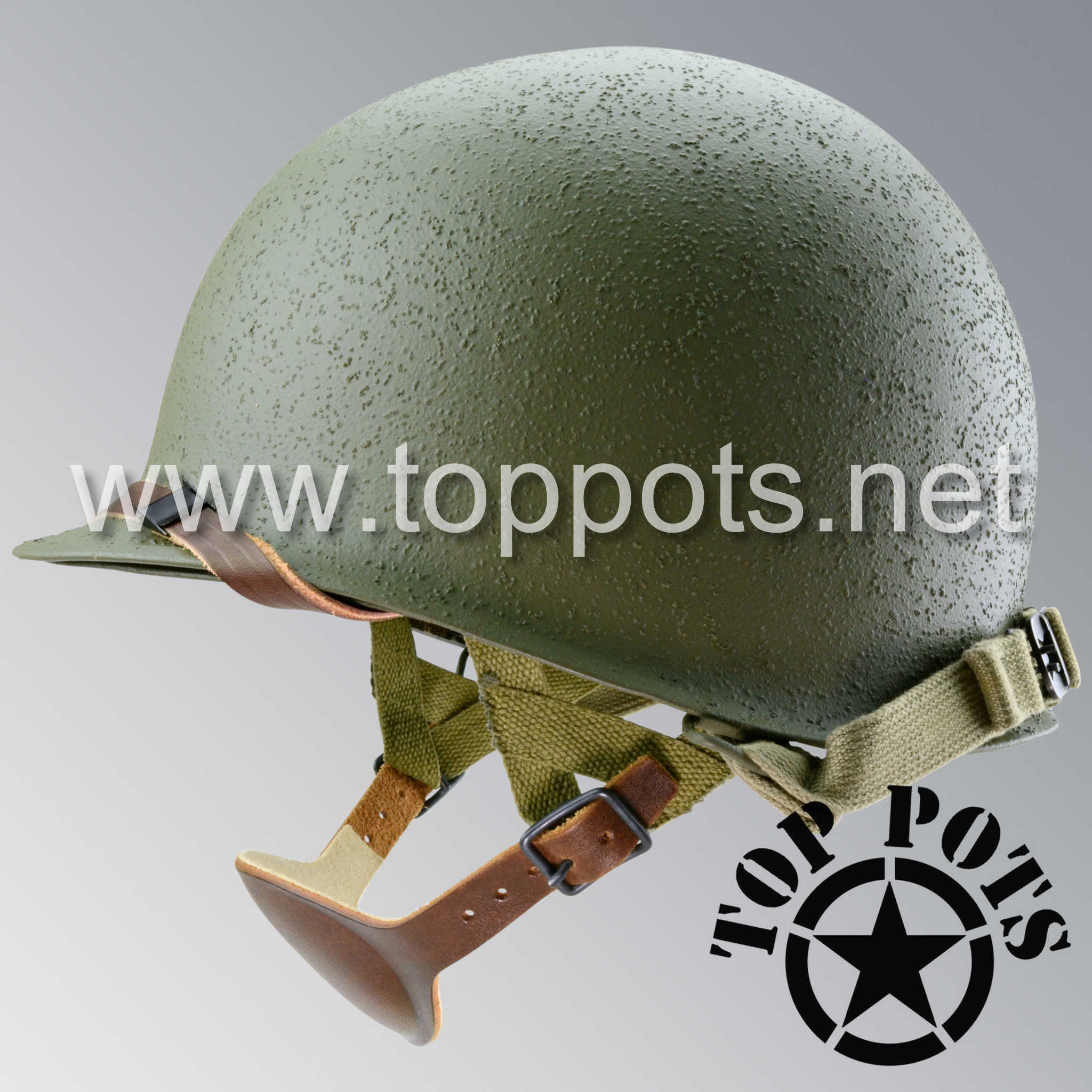 WWII US Army Restored Original M1C Paratrooper Airborne Helmet Swivel - Top Pots