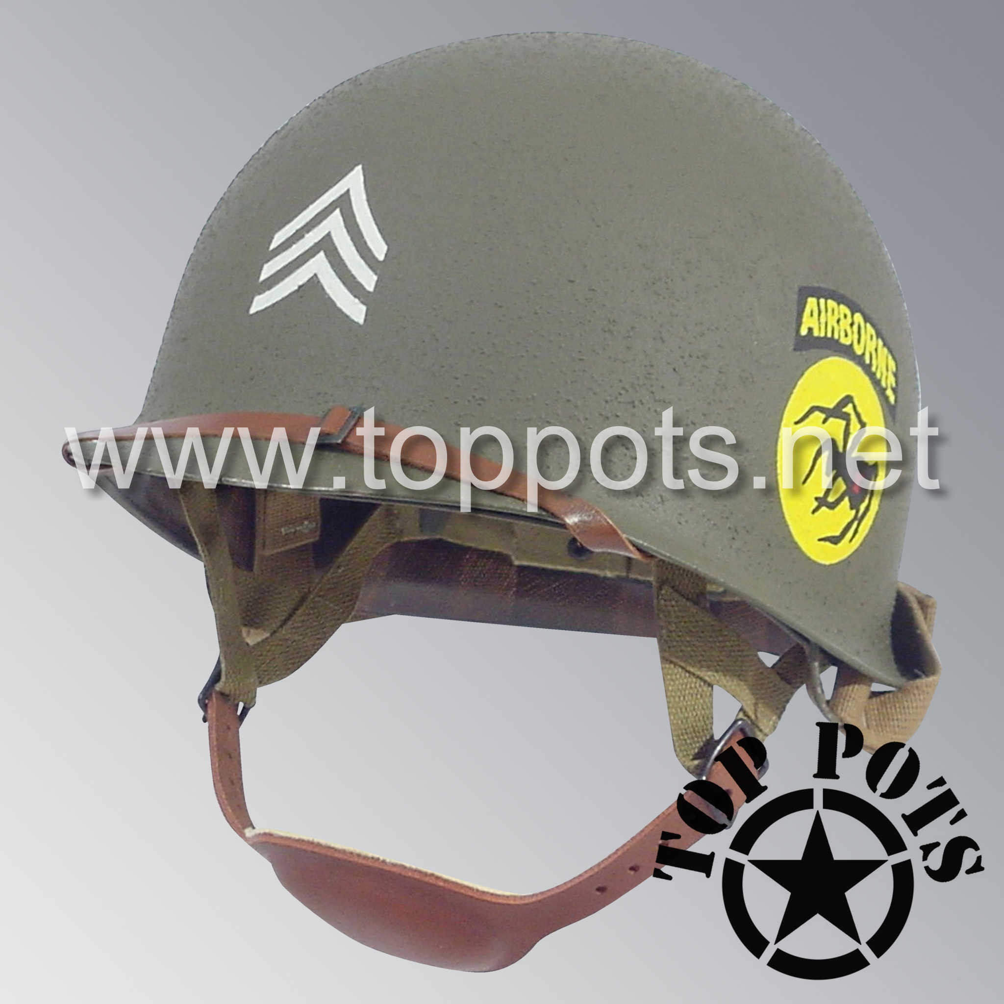 WWII US Army Restored Original M2 Paratrooper Airborne Helmet D Bale S - Top Pots WWII US Army Restored Original M2 Paratrooper Airborne Helmet D Bale S - Top Pots
