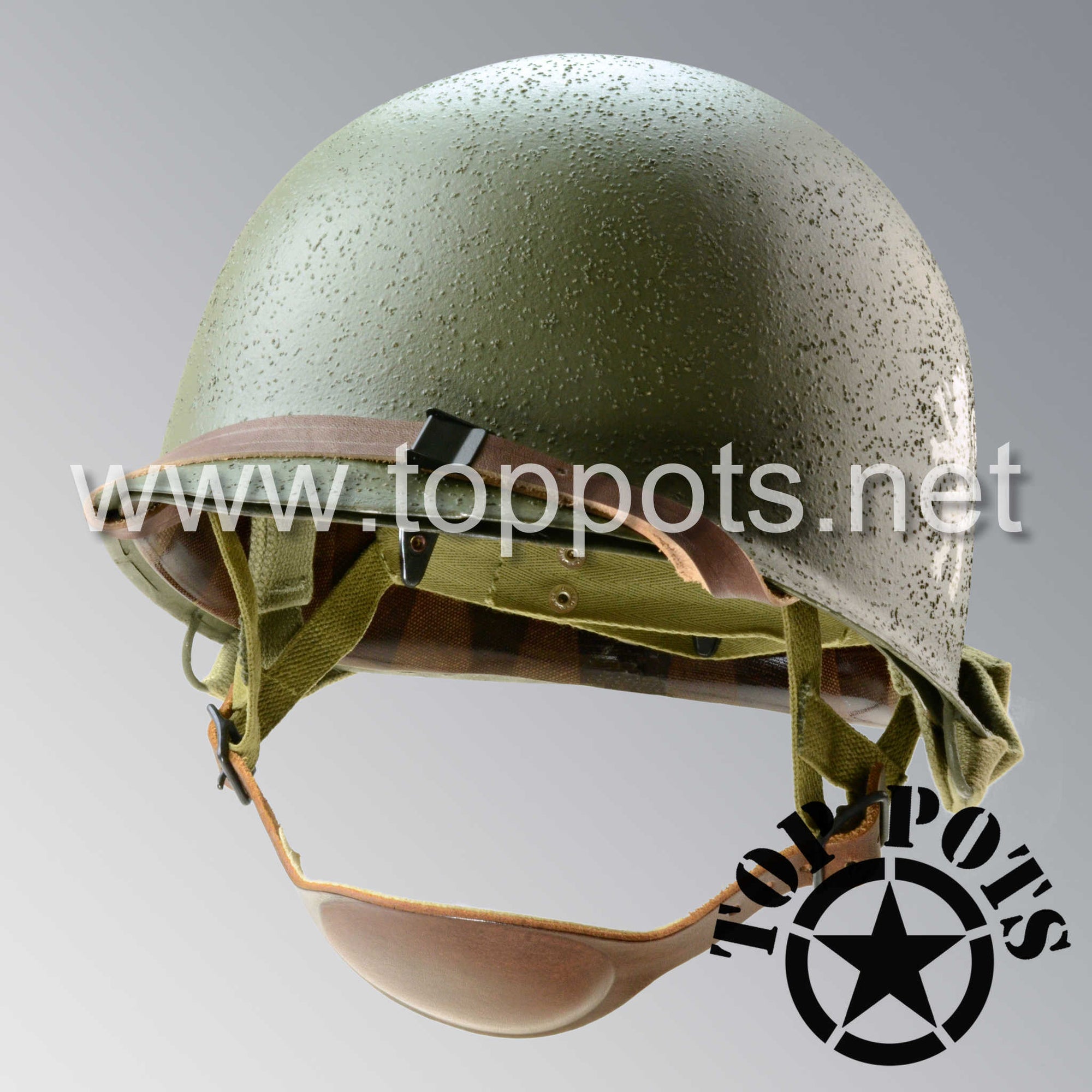 WWII US Army Restored Original M2 Paratrooper Airborne Helmet D Bale Shell and Liner with 505th PIR NCO Emblem