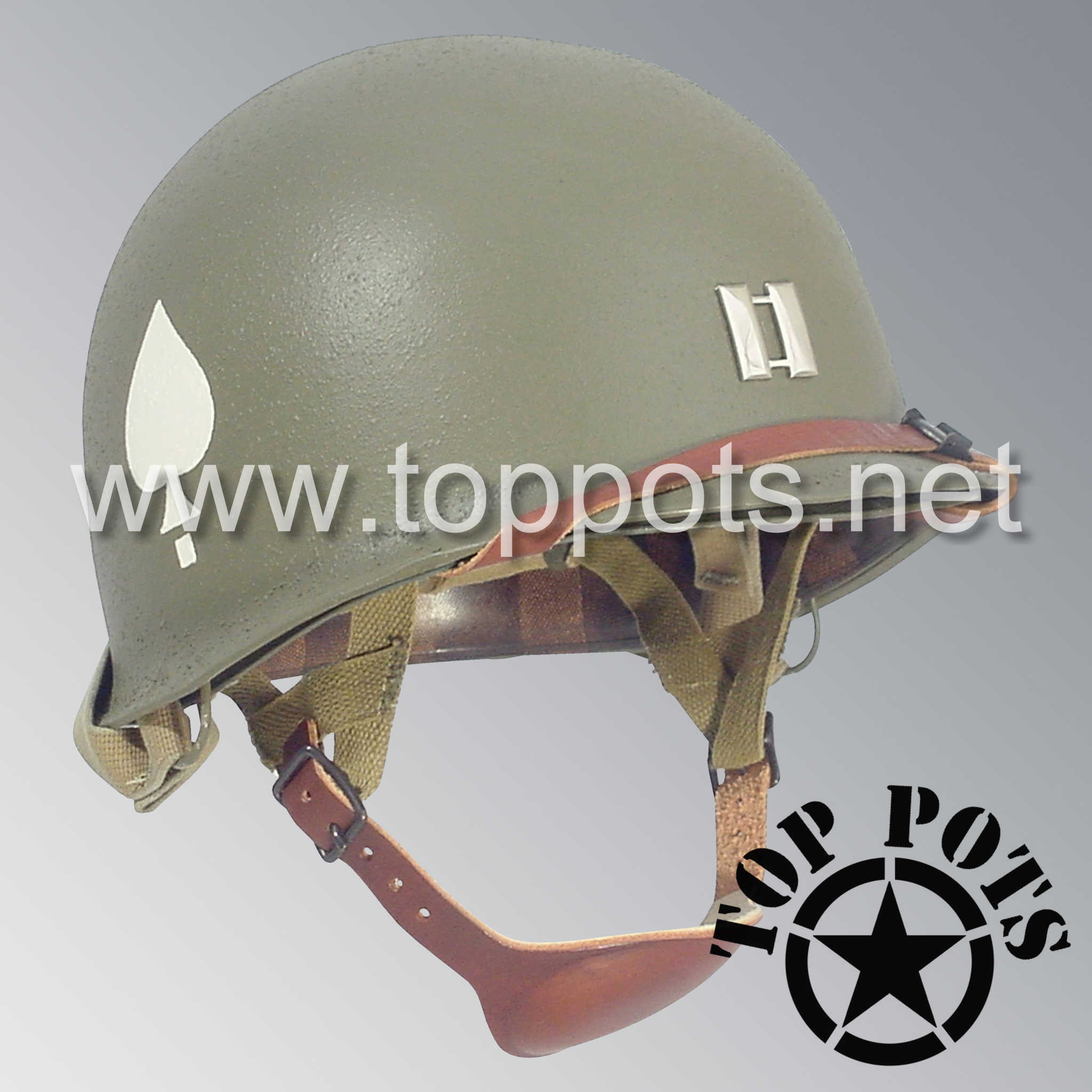 captain icon h on us soldier ww2 helmet WWII US Army Restored Original M2 Paratrooper Airborne Helmet D Bale S - Top Pots
