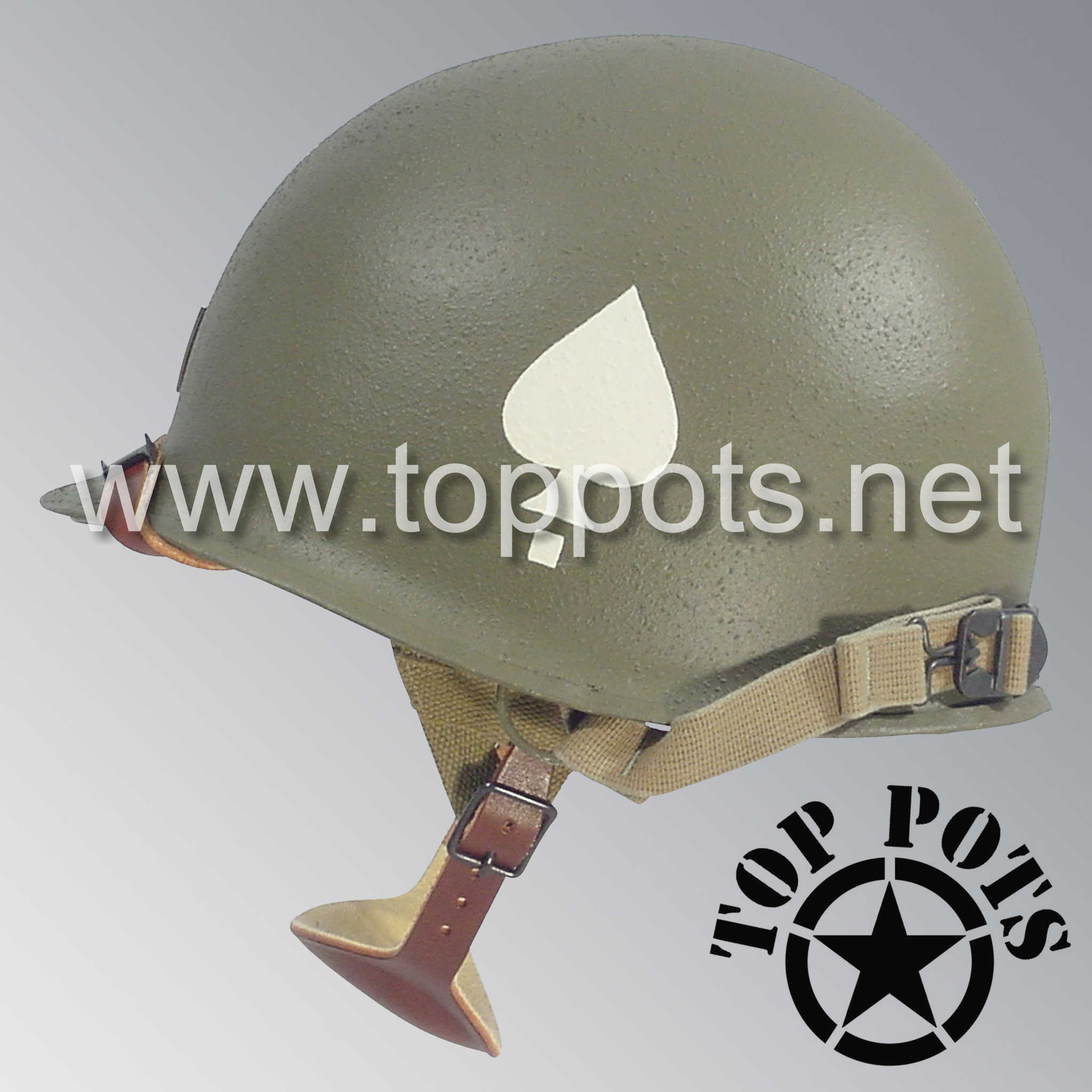 WWII US Army Restored Original M2 Paratrooper Airborne Helmet D Bale S - Top Pots