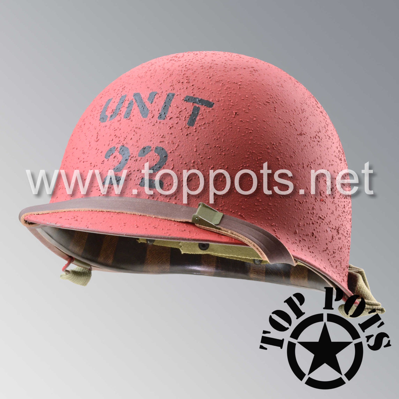 WWII US Navy Restored Original M1 Infantry Helmet Swivel Bale Shell and Liner with Damage Control Fire Brigade USN Emblem
