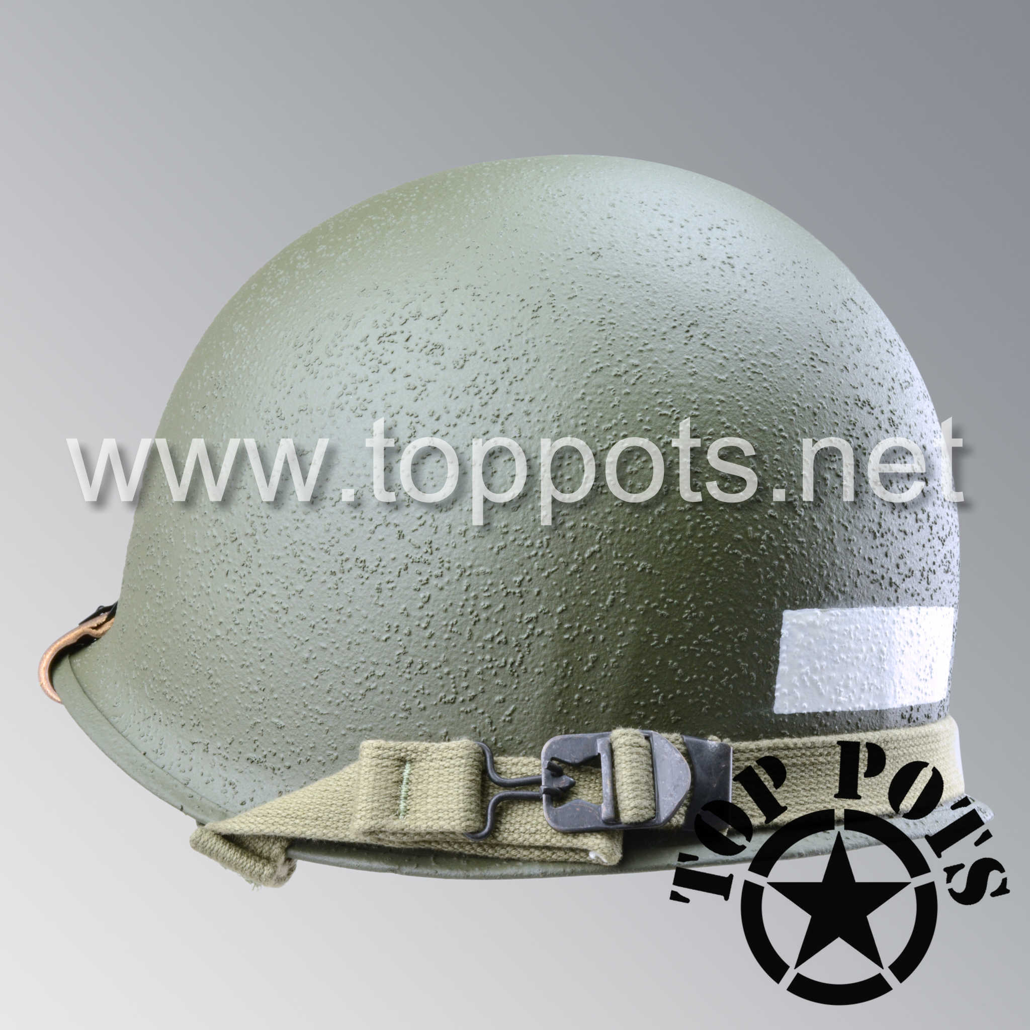 WWII US Army Restored Original M1 Infantry Helmet Fix Bale Shell and L -  Top Pots - WWII US M-1 Helmets, Liners and Reproduction Uniform Sales