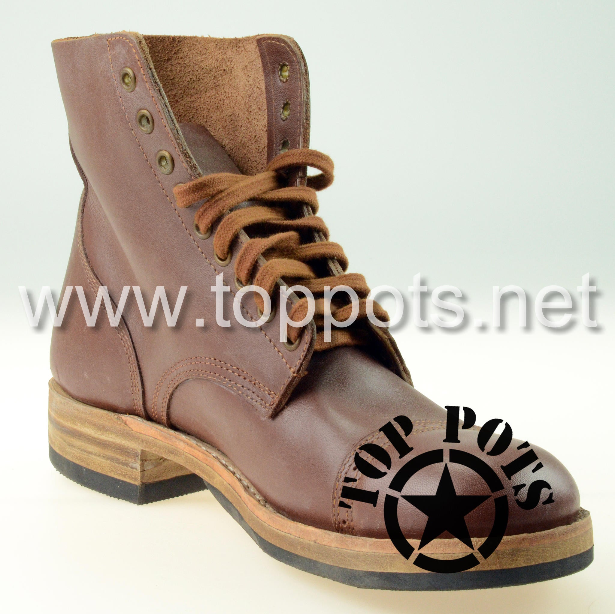 WWII US Army Reproduction Enlisted Uniform Smooth Leather Garrison Service Shoe Ankle Combat Boots Type II