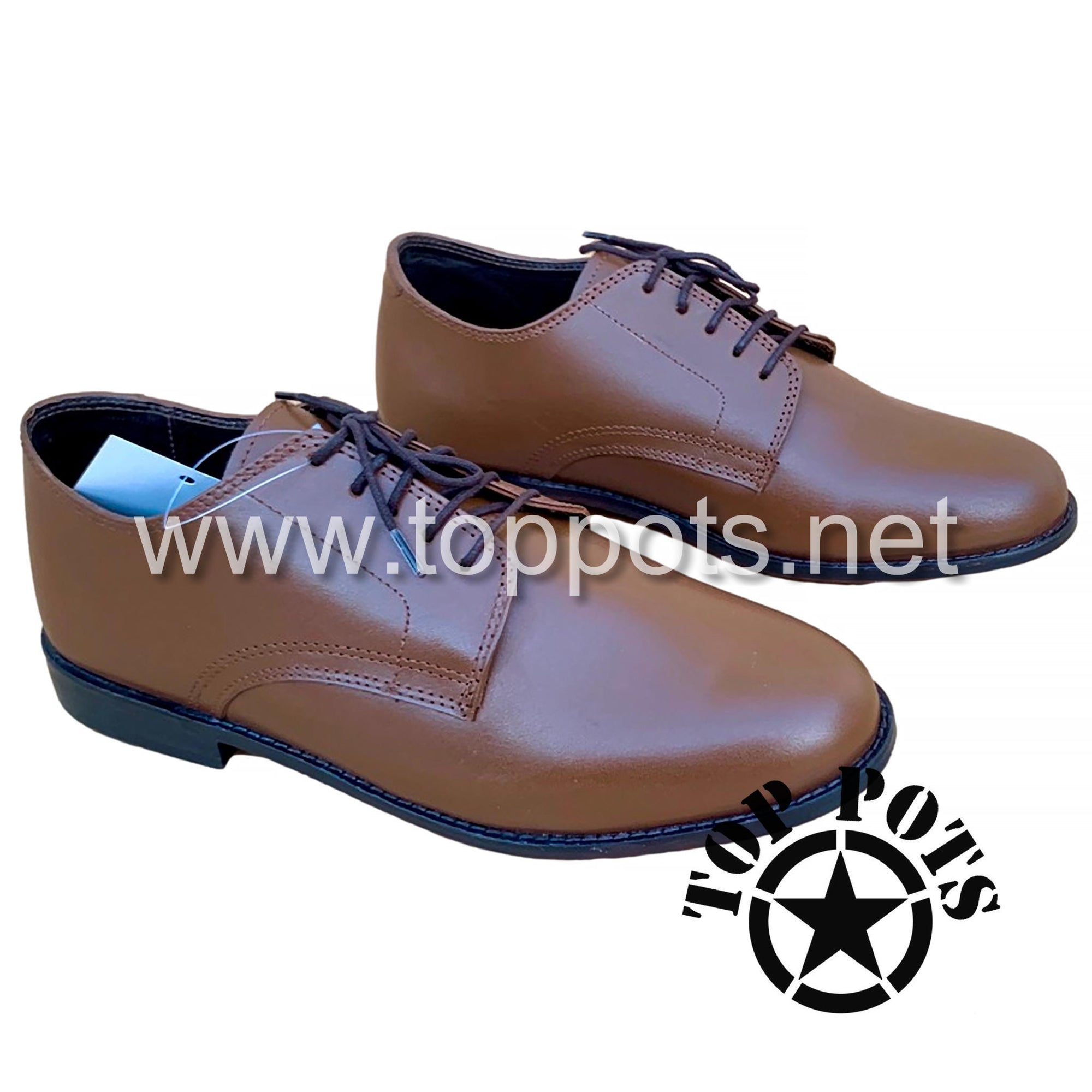 WWII US Army Reproduction Officer Uniform Smooth Leather Russet Brown Service Shoes – High Gloss