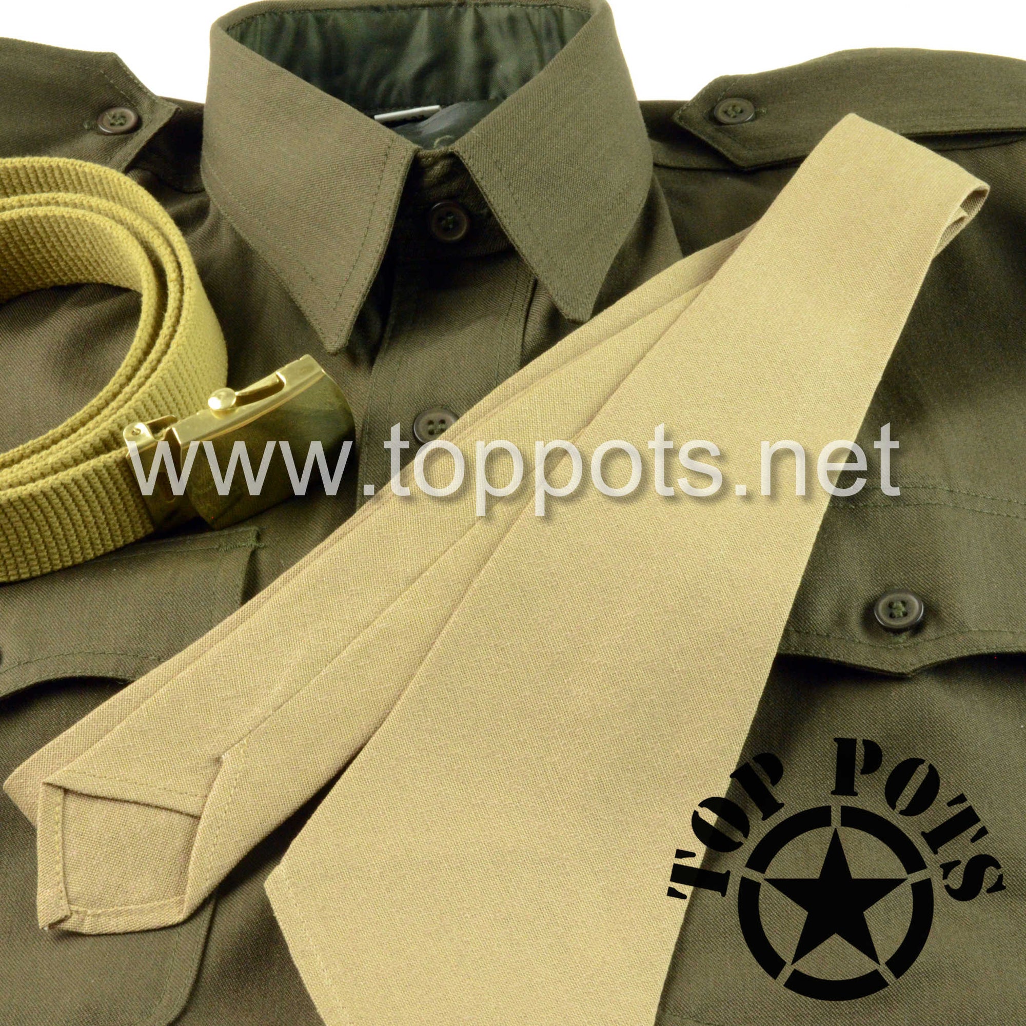 WWII US Army Reproduction M1941 Cotton Officer Uniform Khaki Neck Tie