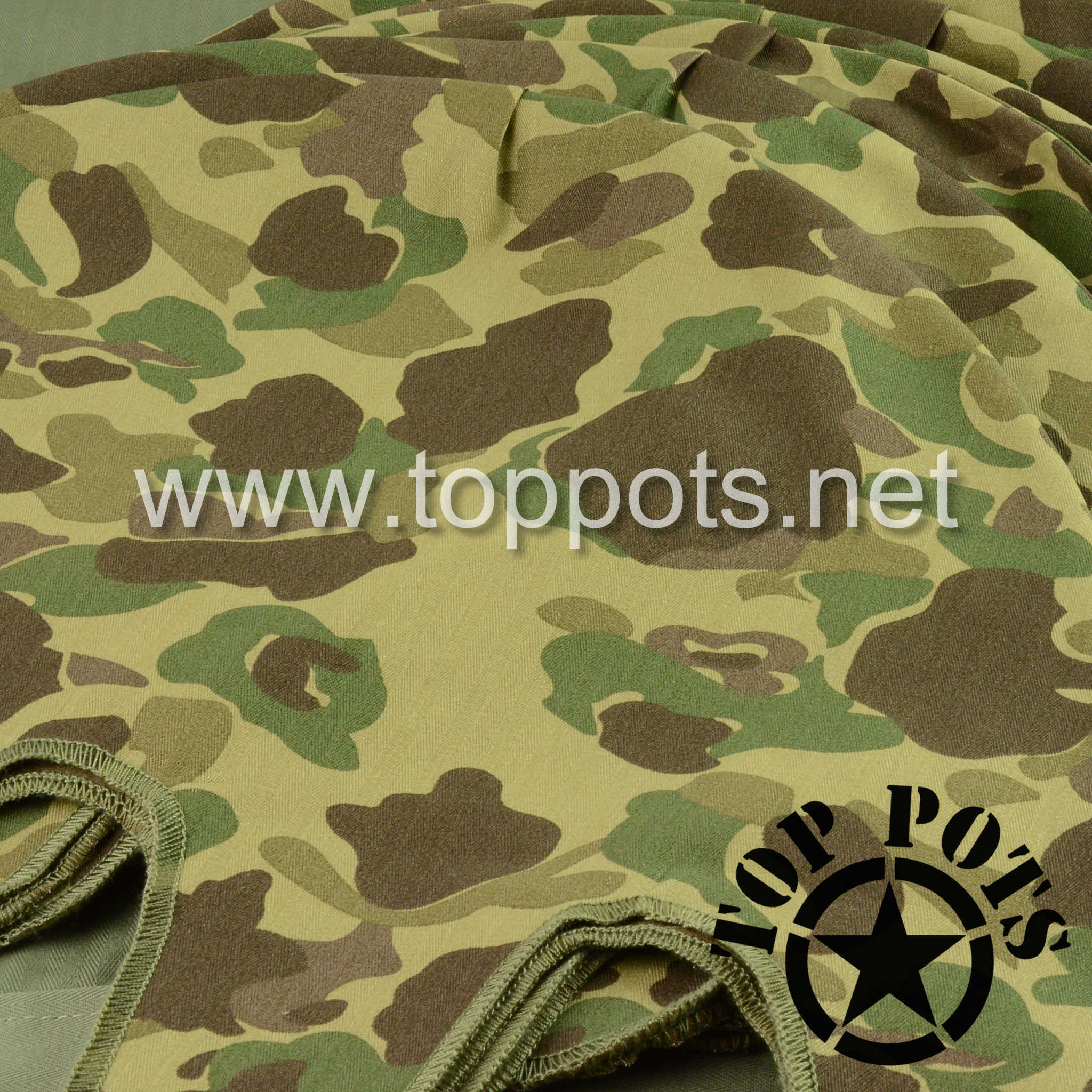 WWII United States Marine Corps USMC Reproduction M1 Helmet Camouflage Cover Jungle Foliage Green / Beach Landing Brown Pattern - Reversible