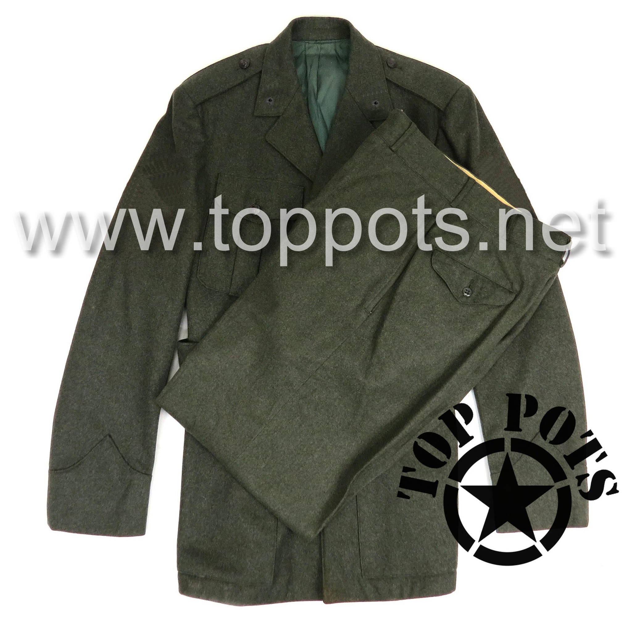 WWII USMC Reproduction M1937 Green Wool Marine Corps Service Dress Coat Jacket & Pant Uniform Set (Jacket and Pants) WWII USMC Reproduction M1937 Green Wool Marine Corps Service Dress Coat Jacket & Pant Uniform Set (Jacket and Pants)
