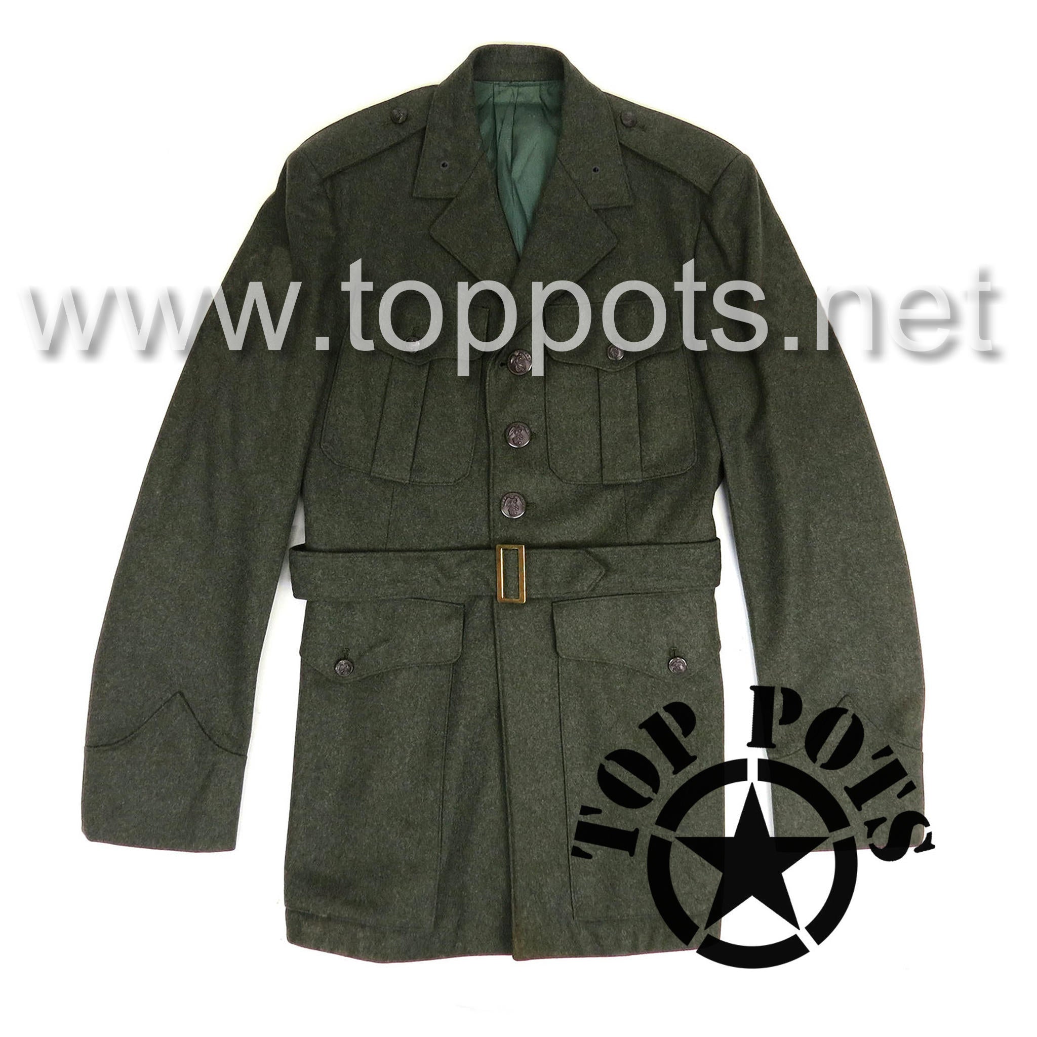 WWII USMC Reproduction M1937 Green Wool Marine Corps Service Dress Coa - Top Pots