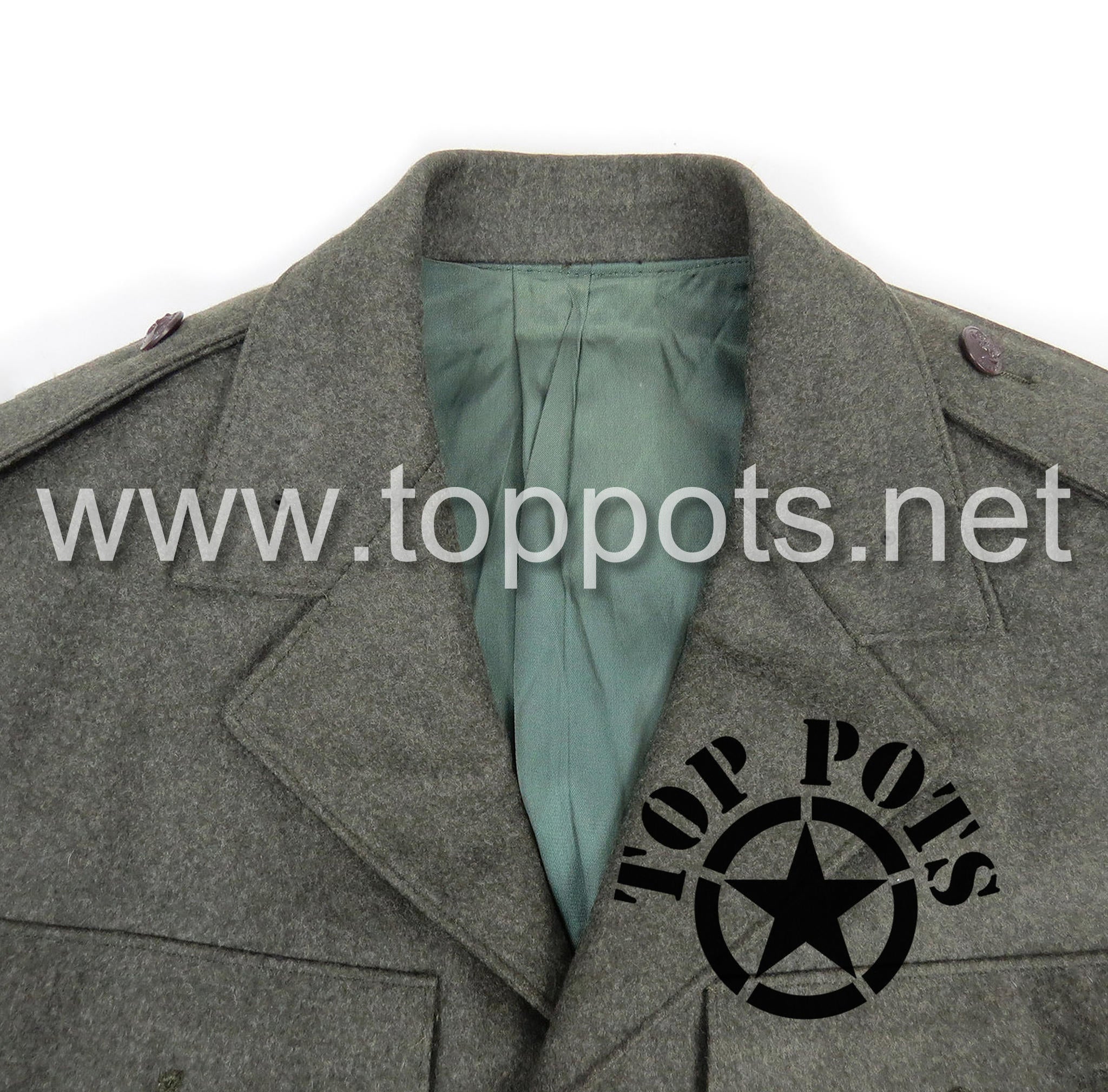 WWII USMC Reproduction M1937 Green Wool Marine Corps Service Dress Coa - Top Pots - WWII US M-1 Helmets, Liners and Reproduction Uniform Sales WWII USMC Reproduction M1937 Green Wool Marine Corps Service Dress Coa - Top Pots - WWII US M-1 Helmets, Liners and Reproduction Uniform Sales