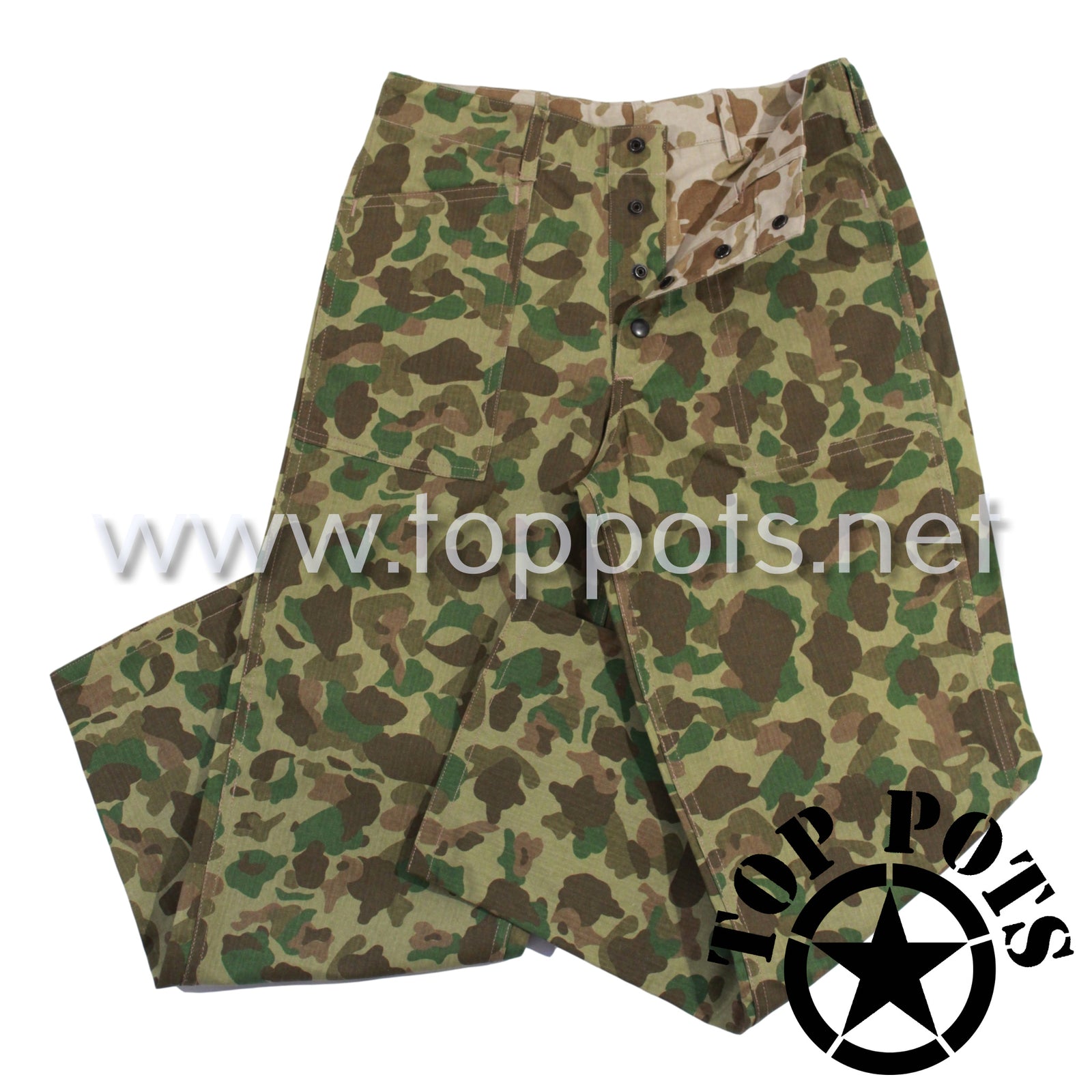Featured Uniform - Reproduction WWII USMC US Marine Corps P42 Combat Uniform Field Utility Trousers - Reversible Camouflage (Pants Only)
