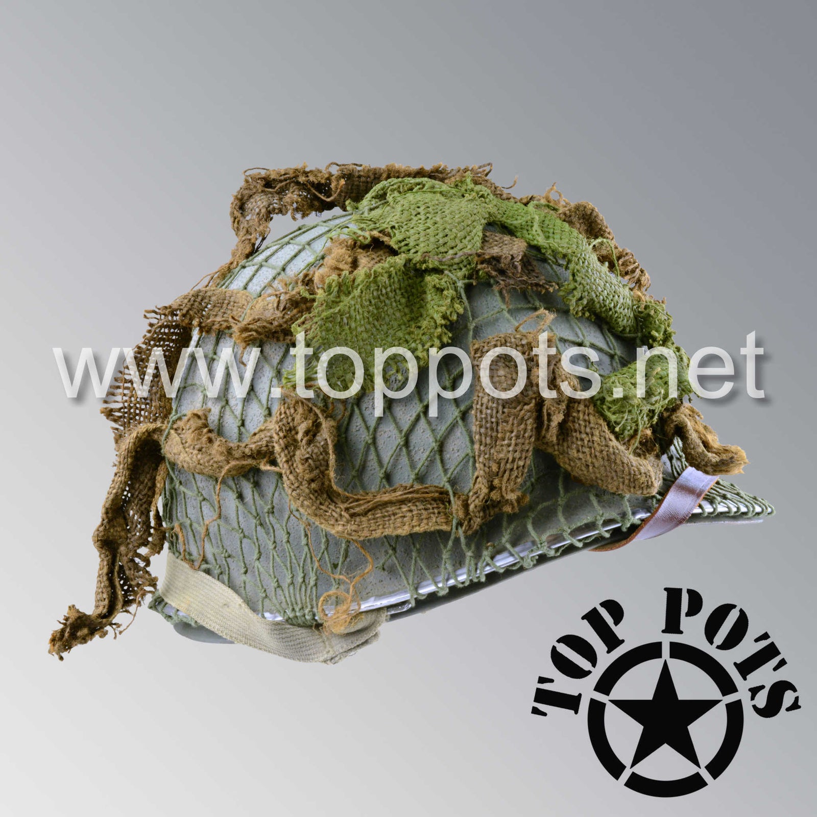 WWII US Army Original M1 Infantry or M1C Paratrooper Airborne Helmet Net Camouflage Scrim - OD 7 Burlap (SCRIM ONLY... HELMET & NET NOT INCLUDED)