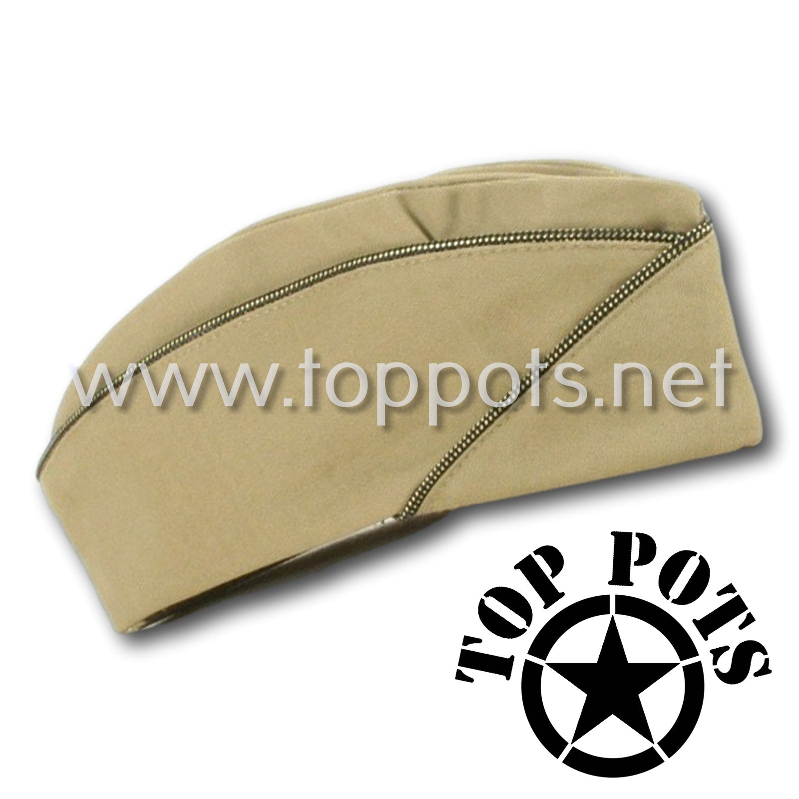 WWII US Army Reproduction Cotton Khaki Tan WAC Officer Summer Uniform - Overseas Side Cap