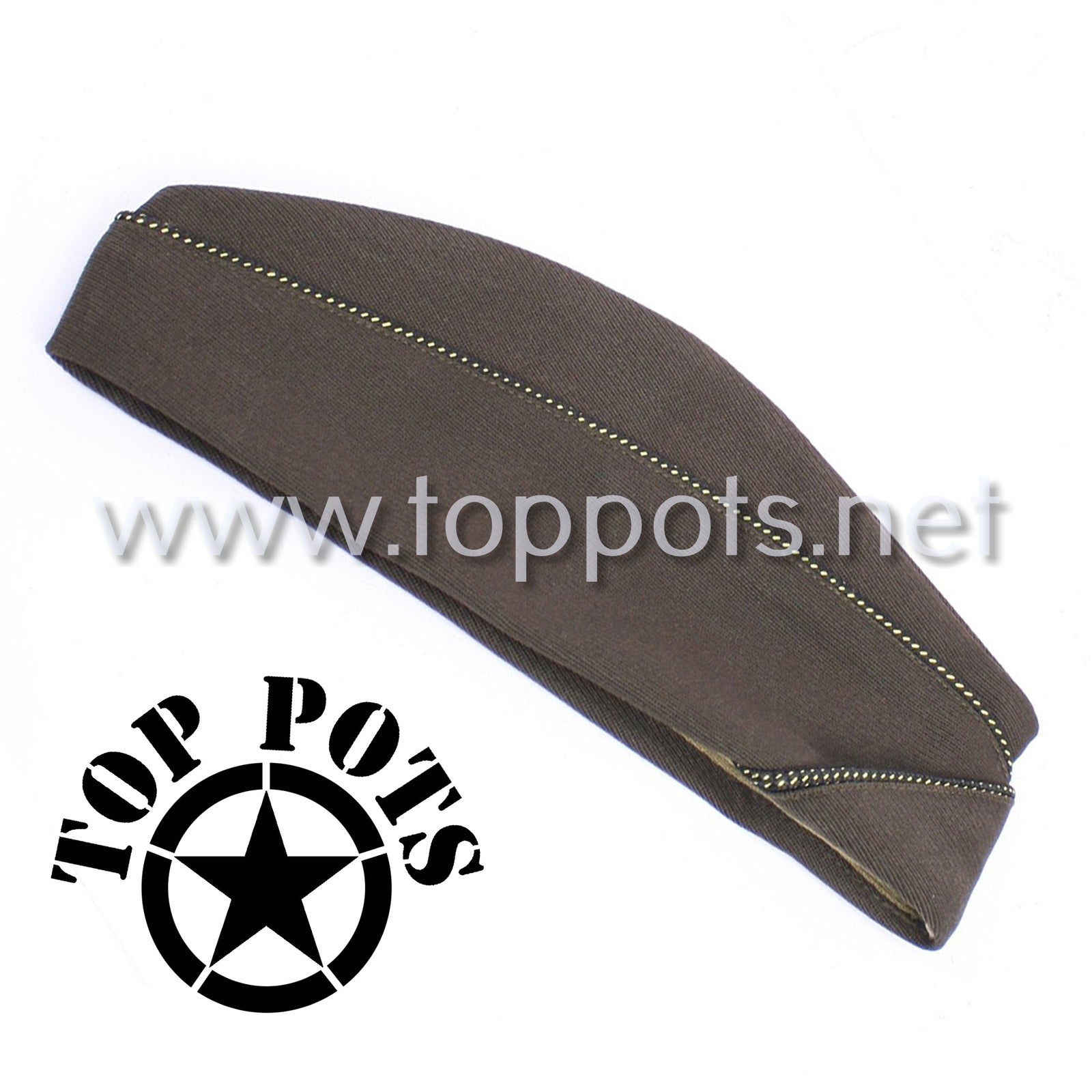 WWII US Army Reproduction Chocolate Wool Elastique WAC Officer Uniform - Overseas Side Cap